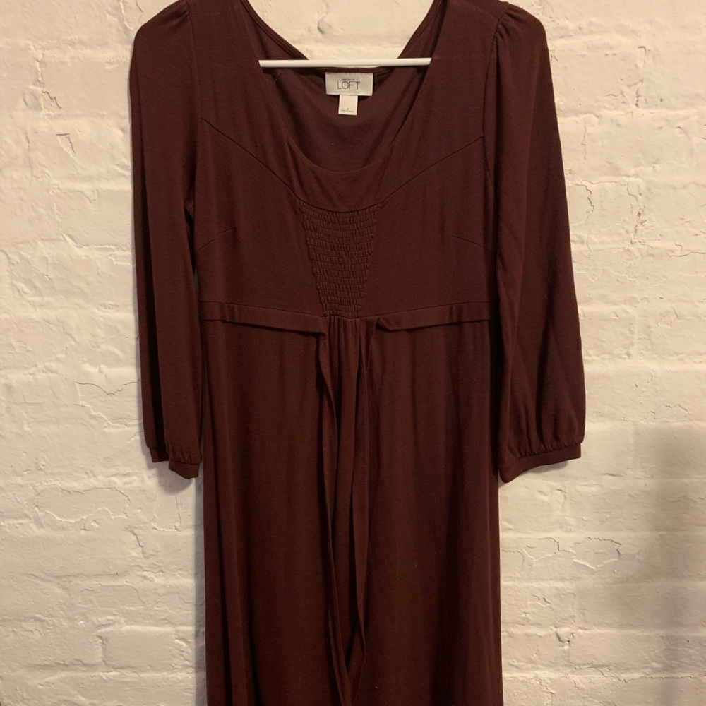 LOFT Maroon Long Sleeve Dress